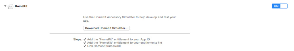 HomeKit Xcode Capabilities